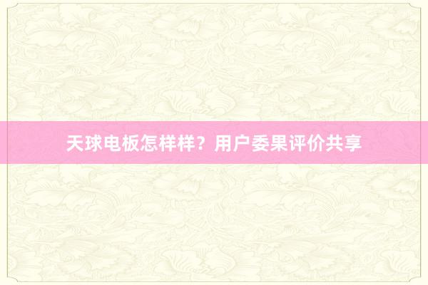 天球电板怎样样？用户委果评价共享